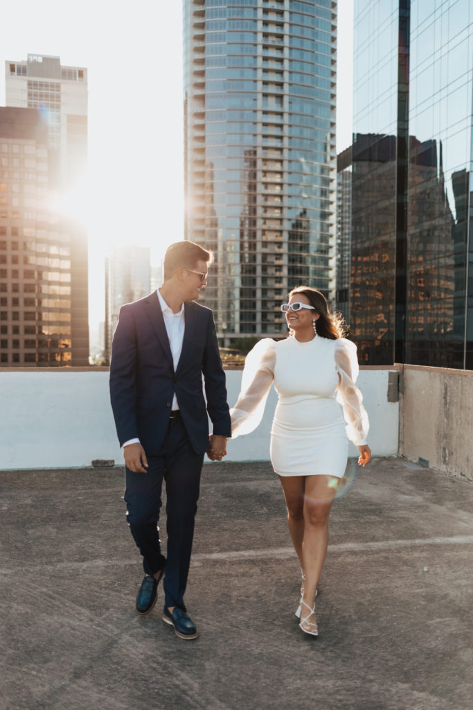 golden hour, downtown engagement session 